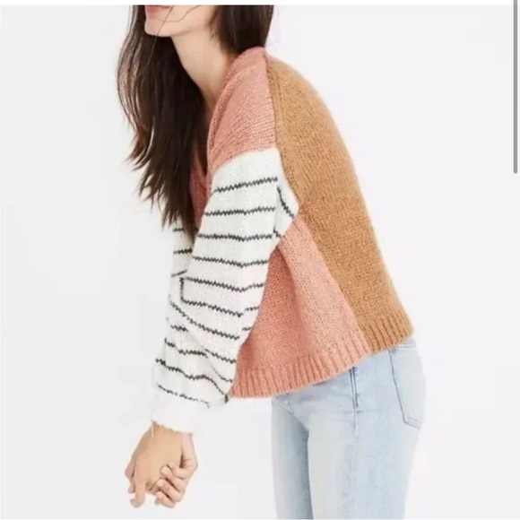 Madewell Sweaters - Madewell Colorblock‎ Striped Balloon Sleeve Alpaca Wool Sweater Large XL